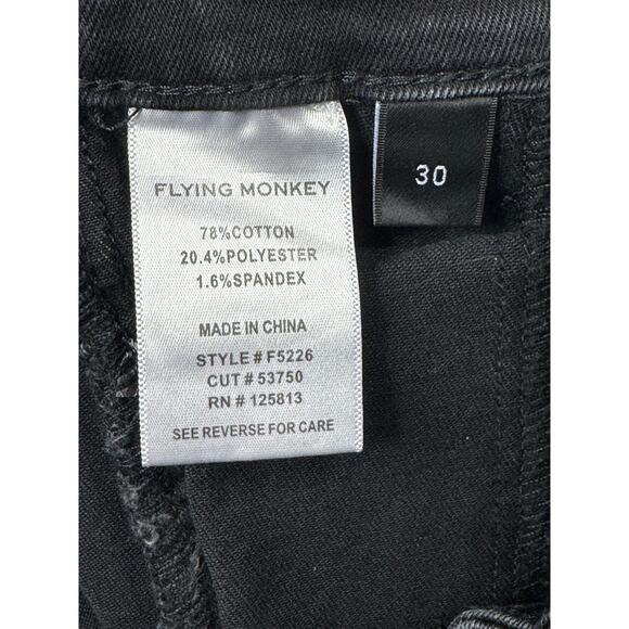 Flying Monkey Women's Notched Waist Straight Leg Black Jeans - Size 30 (32x32) - Picture 6 of 6